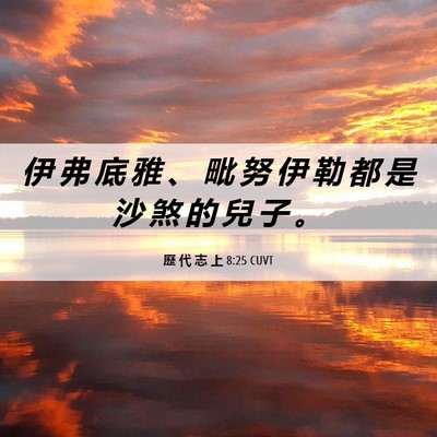 Picture 06 - 歷 代 志 上 8:25 CUVT - 伊 弗 底 雅 、 毗 努 伊 勒 都 是 沙 - Bible Verse Picture