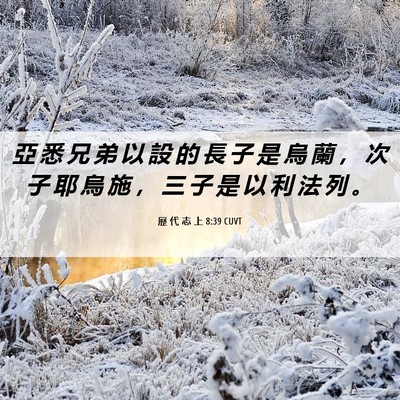 Picture 06 - 歷 代 志 上 8:39 CUVT - 亞 悉 兄 弟 以 設 的 長 子 是 烏 蘭 - Bible Verse Picture