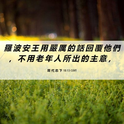 Picture 06 - 歷 代 志 下 10:13 CUVT - 羅 波 安 王 用 嚴 厲 的 話 回 覆 他 - Bible Verse Picture