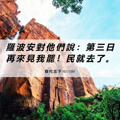 Picture 06 - 歷 代 志 下 10:5 CUVT - 羅 波 安 對 他 們 說 ： 第 三 日 再 - Bible Verse Picture