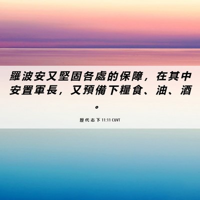 Picture 06 - 歷 代 志 下 11:11 CUVT - 羅 波 安 又 堅 固 各 處 的 保 障 ， - Bible Verse Picture