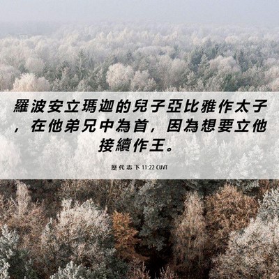 Picture 06 - 歷 代 志 下 11:22 CUVT - 羅 波 安 立 瑪 迦 的 兒 子 亞 比 雅 - Bible Verse Picture