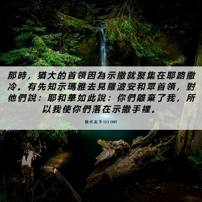 Picture 06 - 歷 代 志 下 12:5 CUVT - 那 時 ， 猶 大 的 首 領 因 為 示 撒 - Bible Verse Picture