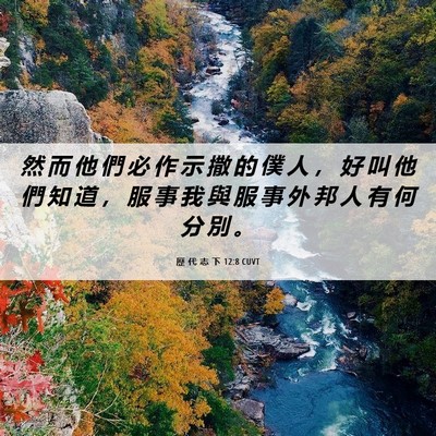 Picture 06 - 歷 代 志 下 12:8 CUVT - 然 而 他 們 必 作 示 撒 的 僕 人 ， - Bible Verse Picture