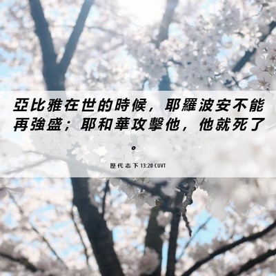 Picture 06 - 歷 代 志 下 13:20 CUVT - 亞 比 雅 在 世 的 時 候 ， 耶 羅 波 - Bible Verse Picture