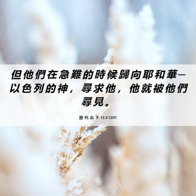 Picture 06 - 歷 代 志 下 15:4 CUVT - 但 他 們 在 急 難 的 時 候 歸 向 耶 - Bible Verse Picture