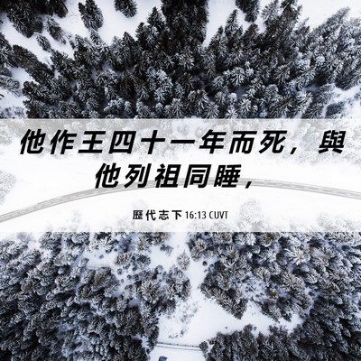Picture 06 - 歷 代 志 下 16:13 CUVT - 他 作 王 四 十 一 年 而 死 ， 與 他 - Bible Verse Picture