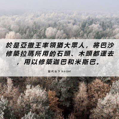 Picture 06 - 歷 代 志 下 16:6 CUVT - 於 是 亞 撒 王 率 領 猶 大 眾 人 ， - Bible Verse Picture