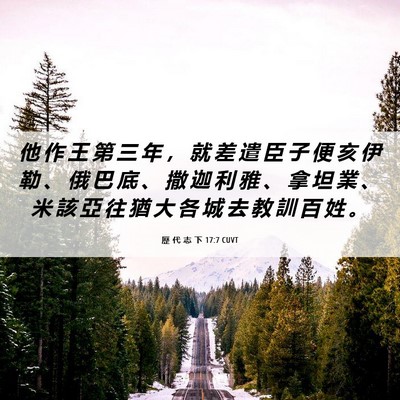 Picture 06 - 歷 代 志 下 17:7 CUVT - 他 作 王 第 三 年 ， 就 差 遣 臣 子 - Bible Verse Picture
