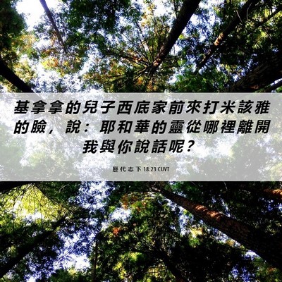 Picture 06 - 歷 代 志 下 18:23 CUVT - 基 拿 拿 的 兒 子 西 底 家 前 來 打 - Bible Verse Picture