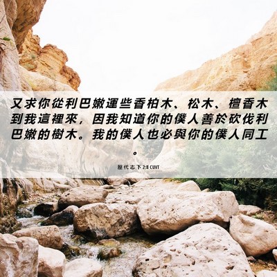 Picture 06 - 歷 代 志 下 2:8 CUVT - 又 求 你 從 利 巴 嫩 運 些 香 柏 木 - Bible Verse Picture