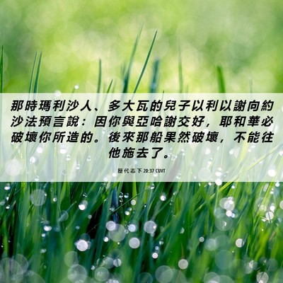 Picture 06 - 歷 代 志 下 20:37 CUVT - 那 時 瑪 利 沙 人 、 多 大 瓦 的 兒 - Bible Verse Picture