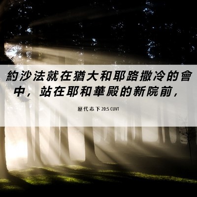 Picture 06 - 歷 代 志 下 20:5 CUVT - 約 沙 法 就 在 猶 大 和 耶 路 撒 冷 - Bible Verse Picture
