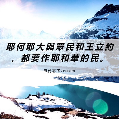 Picture 06 - 歷 代 志 下 23:16 CUVT - 耶 何 耶 大 與 眾 民 和 王 立 約 ， - Bible Verse Picture