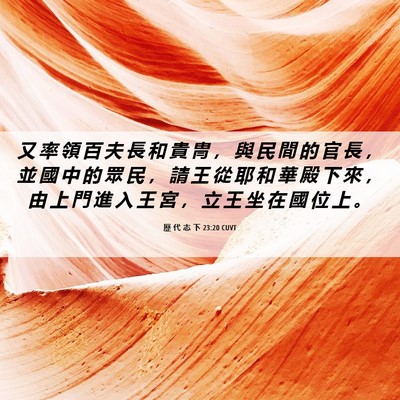 Picture 06 - 歷 代 志 下 23:20 CUVT - 又 率 領 百 夫 長 和 貴 冑 ， 與 民 - Bible Verse Picture