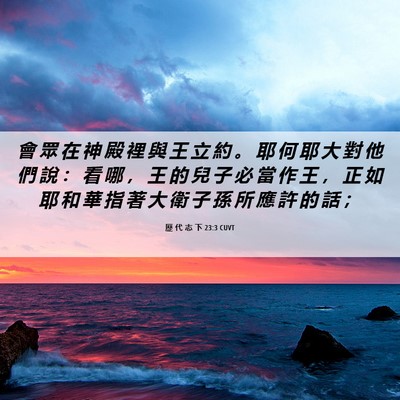 Picture 06 - 歷 代 志 下 23:3 CUVT - 會 眾 在 神 殿 裡 與 王 立 約 。 耶 - Bible Verse Picture