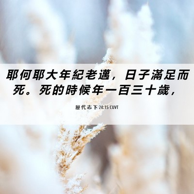 Picture 06 - 歷 代 志 下 24:15 CUVT - 耶 何 耶 大 年 紀 老 邁 ， 日 子 滿 - Bible Verse Picture