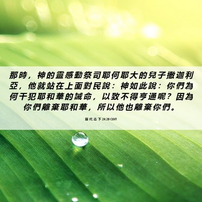 Picture 06 - 歷 代 志 下 24:20 CUVT - 那 時 ， 神 的 靈 感 動 祭 司 耶 何 - Bible Verse Picture