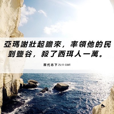 Picture 06 - 歷 代 志 下 25:11 CUVT - 亞 瑪 謝 壯 起 膽 來 ， 率 領 他 的 - Bible Verse Picture