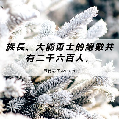 Picture 06 - 歷 代 志 下 26:12 CUVT - 族 長 、 大 能 勇 士 的 總 數 共 有 - Bible Verse Picture