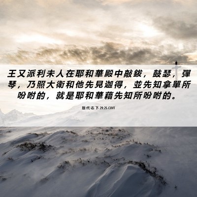 Picture 06 - 歷 代 志 下 29:25 CUVT - 王 又 派 利 未 人 在 耶 和 華 殿 中 - Bible Verse Picture