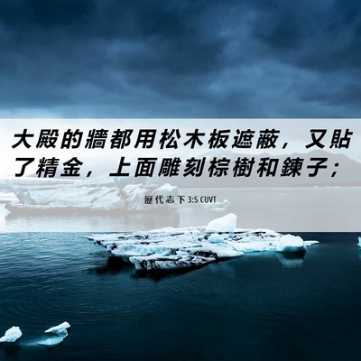 Picture 06 - 歷 代 志 下 3:5 CUVT - 大 殿 的 牆 都 用 松 木 板 遮 蔽 ， - Bible Verse Picture