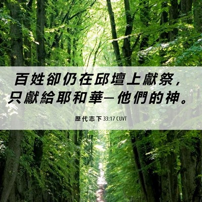 Picture 06 - 歷 代 志 下 33:17 CUVT - 百 姓 卻 仍 在 邱 壇 上 獻 祭 ， 只 - Bible Verse Picture