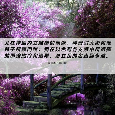 Picture 06 - 歷 代 志 下 33:7 CUVT - 又 在 神 殿 內 立 雕 刻 的 偶 像 。 - Bible Verse Picture