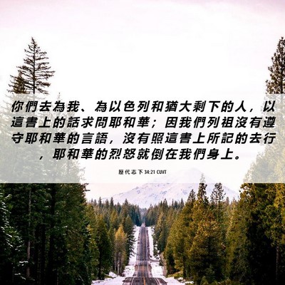 Picture 06 - 歷 代 志 下 34:21 CUVT - 你 們 去 為 我 、 為 以 色 列 和 猶 - Bible Verse Picture