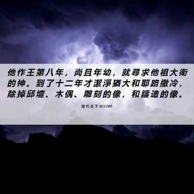 Picture 06 - 歷 代 志 下 34:3 CUVT - 他 作 王 第 八 年 ， 尚 且 年 幼 ， - Bible Verse Picture