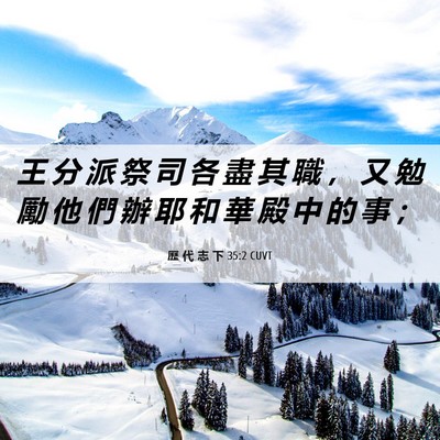 Picture 06 - 歷 代 志 下 35:2 CUVT - 王 分 派 祭 司 各 盡 其 職 ， 又 勉 - Bible Verse Picture