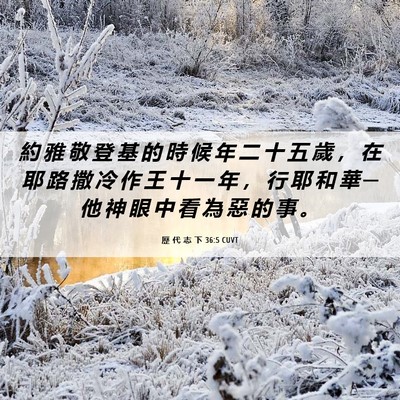Picture 06 - 歷 代 志 下 36:5 CUVT - 約 雅 敬 登 基 的 時 候 年 二 十 五 - Bible Verse Picture