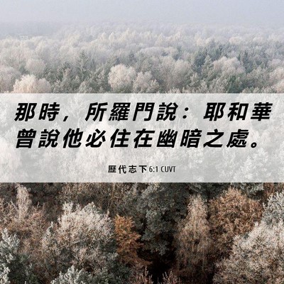 Picture 06 - 歷 代 志 下 6:1 CUVT - 那 時 ， 所 羅 門 說 ： 耶 和 華 曾 - Bible Verse Picture