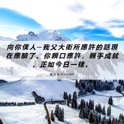 Picture 06 - 歷 代 志 下 6:15 CUVT - 向 你 僕 人 ─ 我 父 大 衛 所 應 許 - Bible Verse Picture