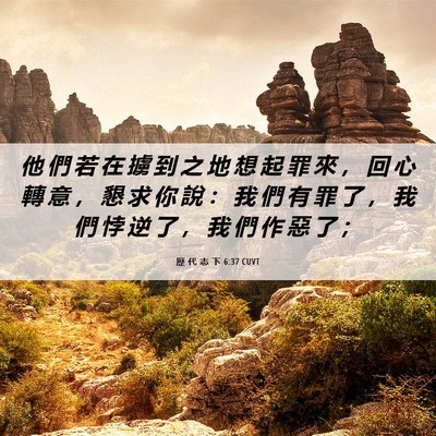 Picture 06 - 歷 代 志 下 6:37 CUVT - 他 們 若 在 擄 到 之 地 想 起 罪 來 - Bible Verse Picture
