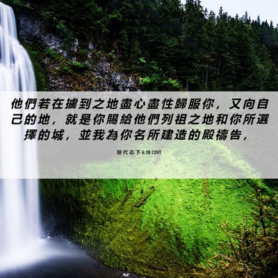 Picture 06 - 歷 代 志 下 6:38 CUVT - 他 們 若 在 擄 到 之 地 盡 心 盡 性 - Bible Verse Picture