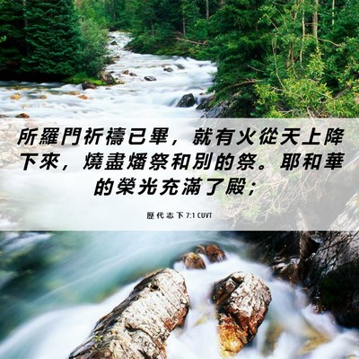 Picture 06 - 歷 代 志 下 7:1 CUVT - 所 羅 門 祈 禱 已 畢 ， 就 有 火 從 - Bible Verse Picture