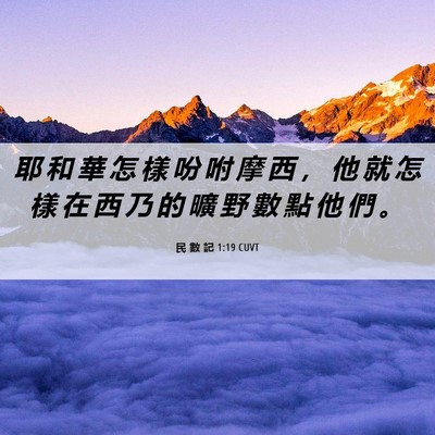 Picture 06 - 民 數 記 1:19 CUVT - 耶 和 華 怎 樣 吩 咐 摩 西 ， 他 就 - Bible Verse Picture