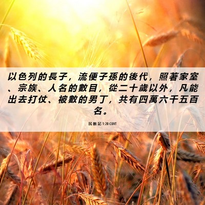 Picture 06 - 民 數 記 1:20 CUVT - 以 色 列 的 長 子 ， 流 便 子 孫 的 - Bible Verse Picture