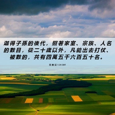 Picture 06 - 民 數 記 1:24 CUVT - 迦 得 子 孫 的 後 代 ， 照 著 家 室 - Bible Verse Picture