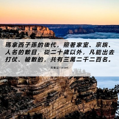 Picture 06 - 民 數 記 1:34 CUVT - 瑪 拿 西 子 孫 的 後 代 ， 照 著 家 - Bible Verse Picture