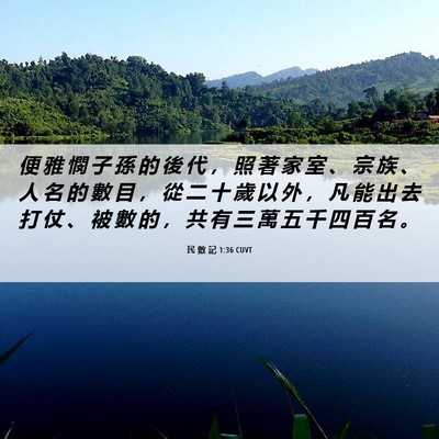 Picture 06 - 民 數 記 1:36 CUVT - 便 雅 憫 子 孫 的 後 代 ， 照 著 家 - Bible Verse Picture