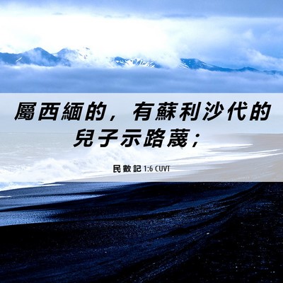 Picture 06 - 民 數 記 1:6 CUVT - 屬 西 緬 的 ， 有 蘇 利 沙 代 的 兒 - Bible Verse Picture