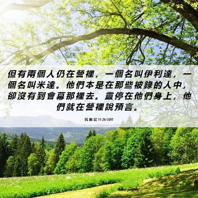 Picture 06 - 民 數 記 11:26 CUVT - 但 有 兩 個 人 仍 在 營 裡 ， 一 個 - Bible Verse Picture
