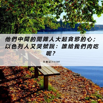 Picture 06 - 民 數 記 11:4 CUVT - 他 們 中 間 的 閒 雜 人 大 起 貪 慾 - Bible Verse Picture