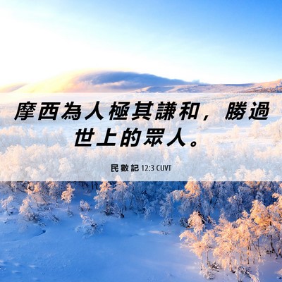 Picture 06 - 民 數 記 12:3 CUVT - 摩 西 為 人 極 其 謙 和 ， 勝 過 世 - Bible Verse Picture