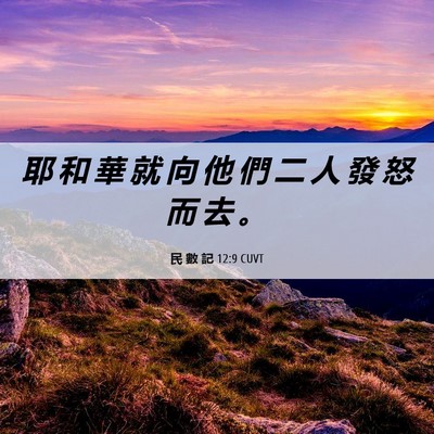 Picture 06 - 民 數 記 12:9 CUVT - 耶 和 華 就 向 他 們 二 人 發 怒 而 - Bible Verse Picture