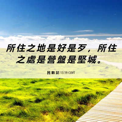 Picture 06 - 民 數 記 13:19 CUVT - 所 住 之 地 是 好 是 歹 ， 所 住 之 - Bible Verse Picture