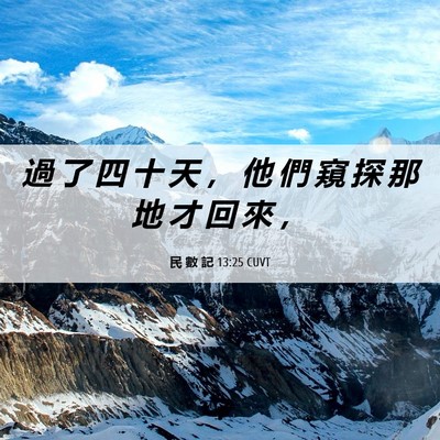 Picture 06 - 民 數 記 13:25 CUVT - 過 了 四 十 天 ， 他 們 窺 探 那 地 - Bible Verse Picture