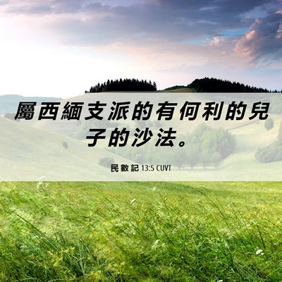 Picture 06 - 民 數 記 13:5 CUVT - 屬 西 緬 支 派 的 有 何 利 的 兒 子 - Bible Verse Picture
